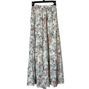 Abercrombie & Fitch Tiered White Floral Maxi Skirt Womens Sz S Cottagecore